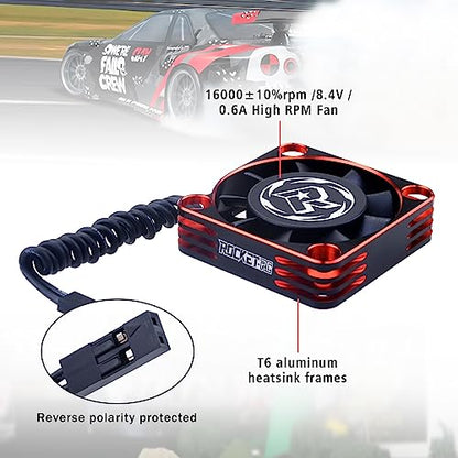 Surpass Hobby 40mm RC Motor Cooling Fan Aluminum 16000RPM ESC Cooling Fans for 1/8 RC 1/10 Car Truck Buggy Crawler Brushless Motor (Black Red) - style: Red