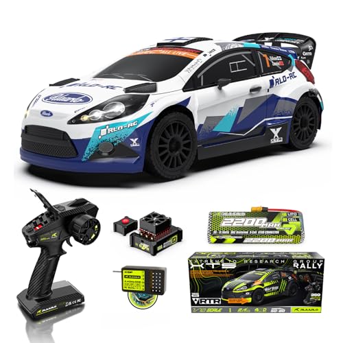 CROBOLL 1/10 Brushless Carbon Fiber RC Drift Cars, Max 50 mph RC Rally Car | RLAARLO Fast RC Car 2.4Ghz All Terrain RC Cars, Waterproof 4x4 Hobby Remote Control Car RTR RC Truck with 3S Battery - color: Blue & White