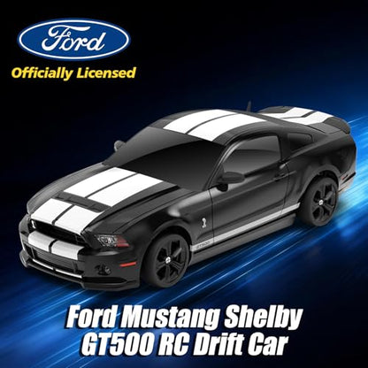 YONCHER RC Drift Car, Remote Control Car for Kids Ford Mustang Shelby GT500 Officially Licensed, 1:24 20KM/H 4WD RC Cars with Lights, Fast Racing Toy Car for Boys Girls, Black - color: Gt500 Black