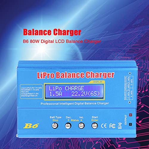 B6 80W Digital LCD Balance Charger Discharger for LiPo NiMH RC Battery (New iMAX B6 LCD Screen Digital RC Lipo NiMh)