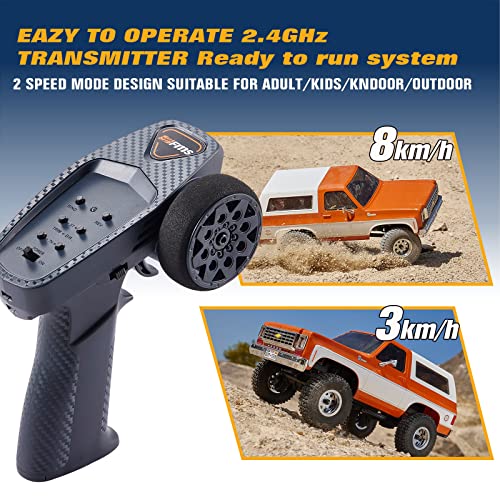 EAZYRC X FMS 1/24 Chevy K5 S Blazer 1976s RC Truck RTR Orange, with Lisense RC Crawler, 4WD 5Km+ 2-Speed Transmission RC Car Off-Road Vehicle?Play as Soon as You get it?Orange? - color: Orange