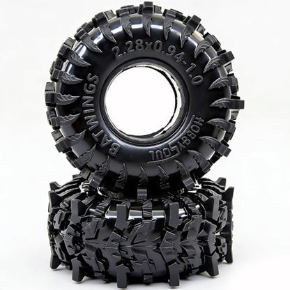 58mm BATWINGS 1.0" RC Crawler Tires 4-Pack For TRX4M SCX24 AX24 | Super soft sticky mud tires with foam inserts, For 1/18 TRX4M & 1/24 AX24 FCX24 Enduro24 micro rock crawlers Upgrades - size: 1.0 tires - 58mm Tall