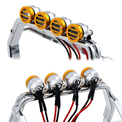 Aluminum Roll Bar with 4 LED Light Bar Roof Lamp Set for 1/18 TRX4M F-150 High Trail Crawler Truck,Chrome(2.0 Upgrade Version) - color: Chrome