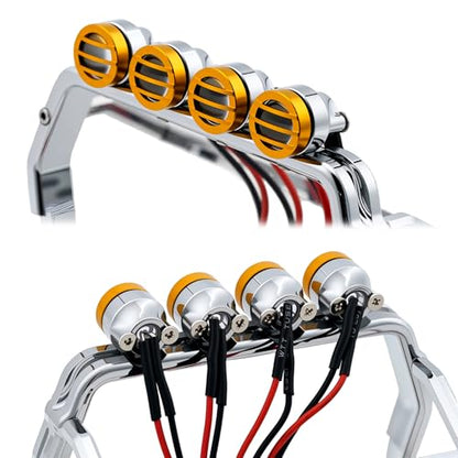 Aluminum Roll Bar with 4 LED Light Bar Roof Lamp Set for 1/18 TRX4M F-150 High Trail Crawler Truck,Chrome(2.0 Upgrade Version) - color: Chrome