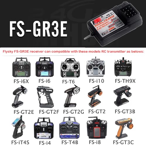 GoolRC 2PCS Flysky FS-GR3E Receiver, AFHDS 2.4GHz 3 Channel Receiver Compatible with Flysky FS-GT2 FS-GT2B FS-GT3B FS-GT3C FZ-IT4S RC Transmitter for RC Car Boat