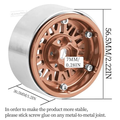 RC 1.9" Beadlock Wheels 1.9 Beadlock Rims for 1/10 SCX10 90046 AX103007 TRX4 TRX6 Gen7 8 D90 VS4-10 MST CFX RC Crawler,Alloy Aluminium 1.9 rc Wheels 1.9 rc Rims w/Wheels Ring,Bronze - color: Brown(4pcs)