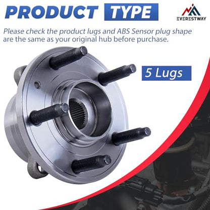 512460 Front/Rear Wheel Bearing Hub Assembly Compatible with 11-18 Explorer | 5 Lugs Front & Rear Non-ABS Wheel Hub Bearing Compatible with 2011-2018 Ford Explorer, 2013-2018 Police Interceptor Utility, - size: 512460/1PC