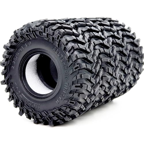1.0 Tires 58mm All Terrain Crawler tire 4-Pack Fit TRX4M SCX24 | Super soft sticky mud terrain 1.0'' tyre,premium upgrade replacement parts For 1/18 & 1/24 RC crawlers Trucks - style: 1.0 All Terrain Tires-58mm Tall