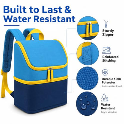 Carrying Case Backpack for Toniebox 1 & 2, 2-Layer, Holds 25+ Figures | Padded 210D lining and 8mm shock absorption fits headphones and charging dock 600D water-resistant polyester easy wipe-clean - color: Sky/Navy Blue