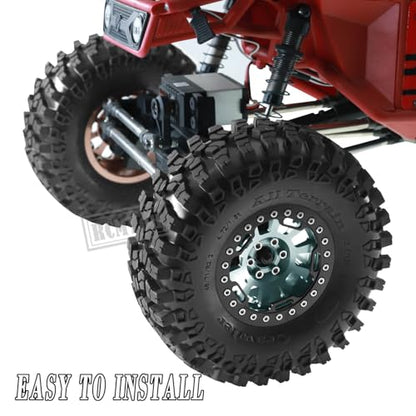 Rc 2.2 Inch Wheel Rims & Tires Wheels for 1/10 SCX10 SCX10 II 90046 SCX10 III AXI03007 TRX4 TRX6 D90 VS4-10 Gen8 MST CFX,RC Crawler Car 4pcs Aluminum RC 2.2 Beadlock Wheel,Titanium - color: Titanium - Scx10