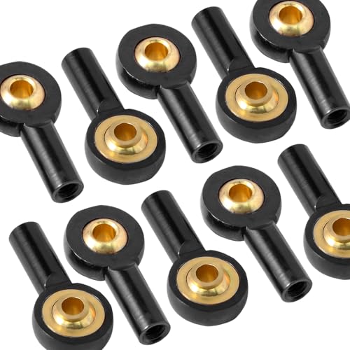 10PCS M2 Tie Rod End Ball Joint Aluminum Ball Head Holder 2mm Steering Linkage Head Joint 15mm Upgrade Parts Compatible with HSP Tamiya Mini 4WD RC Car Truck Crawler/Boat/Airplane Models - color: Black