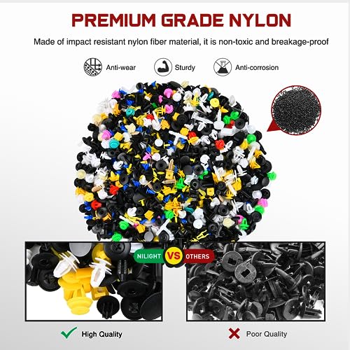 GOOACC 1001PCS Universal Car Clips Mixed Auto Retainer Rivet Push Clips | Bumper Fender Trim Door Panel Shield Engine Cover with fastener remover for GM Ford Chrysler Toyota Lexus Acura Dodge Jeep - color: 1000Pcs Mixed Clips + 1 Remover