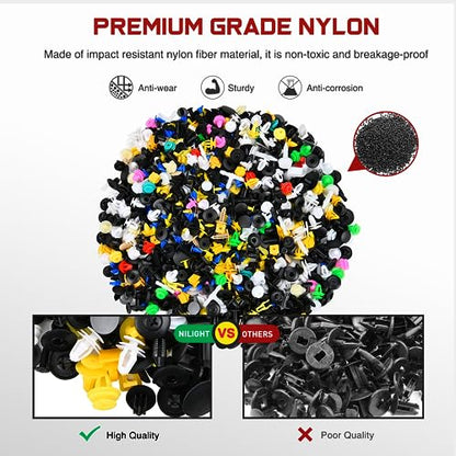 GOOACC 1001PCS Universal Car Clips Mixed Auto Retainer Rivet Push Clips | Bumper Fender Trim Door Panel Shield Engine Cover with fastener remover for GM Ford Chrysler Toyota Lexus Acura Dodge Jeep - color: 1000Pcs Mixed Clips + 1 Remover