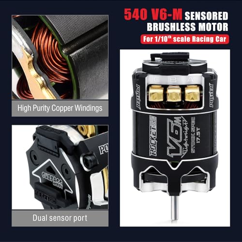 Surpass Hobby Rocket 540 V6M Sensored Brushless Motor, Light-Weight Heat-Resistant Brushless Motor for 1/10 Scale RC Racing Car (Shaft 3.175mm, 13.5T KV) - size: 13.5T KV, style: 540-V6M Motor