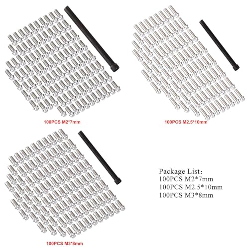 INJORA 300PCS M2 M2.5 M3 Metal Screw Kit for 1.9" 2.2" Beadlock Wheel(setA)