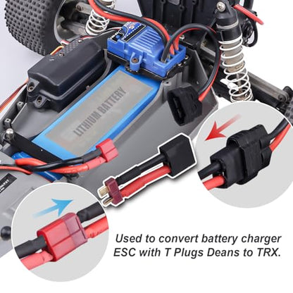 3pcs RC Lipo Battery Charger Conversion Cable Adapter for Traxxas Slash Rustler to T Plugs Deans with 12AWG Silicone Wire