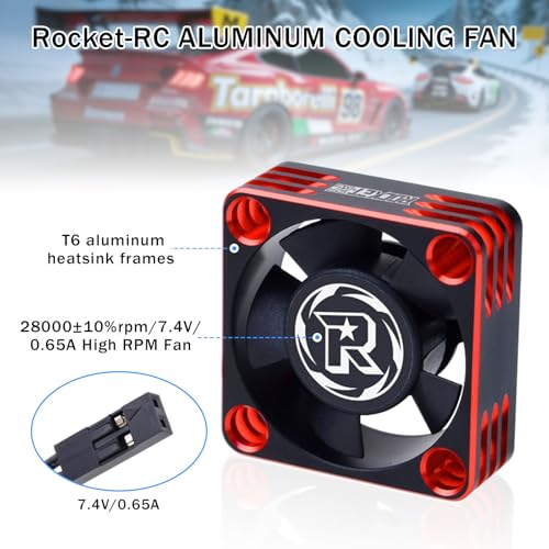 Surpass Hobby RC Cooling Fans 30mm 28000 High RPM RC Motor Fan Only Replacement Fans (Without Motor Heatsink) for 1/8 1/10 1/12 RC Car Truck Buggy Truggy(Black Red) - style: 30mm Black Red