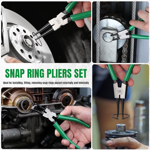 SK 4-Piece Snap Ring Pliers Set, 7-Inch Internal/External Circlip Pliers | C Clip Pliers with Straight/Bent Jaw, 0.07'' Tip Diameter, Premium CR-V Steel, with Zipper Pouch - style: 4-Piece Set