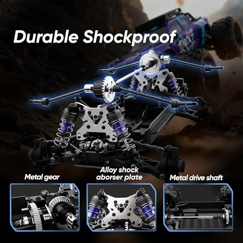 1/14 RC Cars 50 KPH 4WD Offroad Truck with 25W Fast Charger 3S Batter | 2845-3600kv Brushless Motor,11KG-CM Waterproof Servo,35A Brushless ESC,2.4GHz with anti-interference