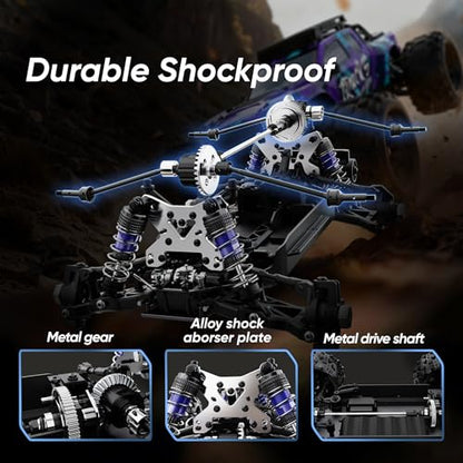 1/14 RC Cars 50 KPH 4WD Offroad Truck with 25W Fast Charger 3S Batter | 2845-3600kv Brushless Motor,11KG-CM Waterproof Servo,35A Brushless ESC,2.4GHz with anti-interference