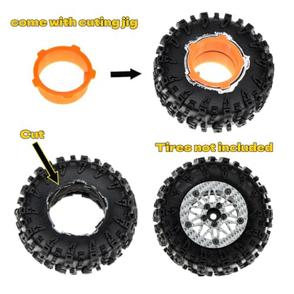 1.6" (40.6mm) Super Wheels, Carbon fibre Beadlock Wheel fit for SCX24 TRX4M FCX24 FCX24M CR18P 1/24 1/18 RC Crawlers Upgrade, Style B, Silver - color: Silver, size: Style B