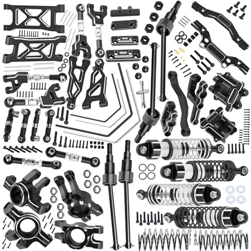 Upgrade Parts for 1/16 Mojave GROM 223S DSC 4X4 RTR,RC Shock& Arms&Drive Shaft CVD&Steering Knuckle Kit&Shock Tower&Adjustable Links&Steering Block&RC Gearbox&Sway Bar Kit,Black - color: Black(for 1/16)
