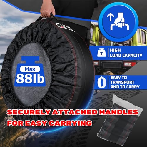 4-Pack Portable Tire Storage Bags for 21–32 Inch Wheels | Handle for Easy Transportation, Seasonal Tire Change, Universal Spare Tire Covers, Winter / All Season Wheels