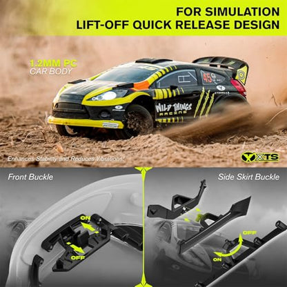 CROBOLL 1/10 Brushless Carbon Fiber RC Rally Cars with Gyro, Max 50 mph,RTR | RLAARLO Fast RC Car 2.4Ghz All Terrain Remote Control Car, Waterproof 4x4 Hobby RC Truck with 3S Battery - color: Green