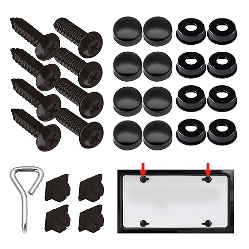 Anti Theft License Plate Screws, Tamper Resistant Mounting Hardware,1/4"(M6) Security Screw Set, Rust Proof Stainless Steel Bolts Fasteners Kit for Front Rear Frame Holder Mounting - color: Black