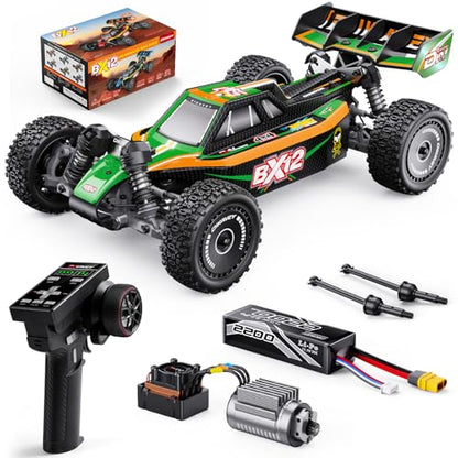 1/12 Brushless RC Cars for Adults,Remote Control Car for Fast RTR | Max 42 MPH 4X4 High Speed Racing RC Buggy with 3S 2200 mAh Battery,Fast Off-Road RC Truck,Suitable as Giftfor Beginner-Green - color: Green
