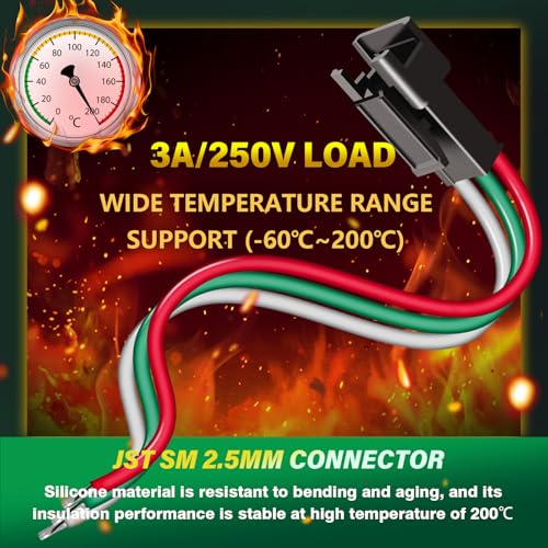 15Pieces JST SM 2.5mm 3 Pin 20AWG Silicone Connector Kit 20cm Set | Premium Automotive Wiring, Heavy Duty Terminals, Reliable Circuit Board, High Temperature Housing, Easy Project Assembly - size: 3-Pin, style: JST-SM-F