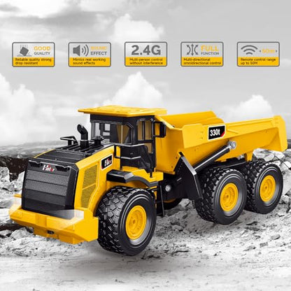 RC Dump Truck, Remote Control Dump Truck 11 Channel with Lights/Sounds/2 Batteries for Adults, RC Construction Vehicles Toys for Boys Kids, 1:16 Scale RC Dump Truck Toys - style: RC Dump Truck