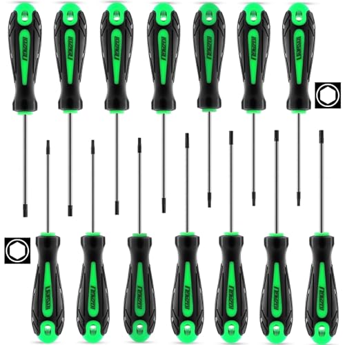 14pcs Mini Hex Screwdriver Set, Metric(0.9mm-3mm) SAE(0.035"-1/8) Hex Allen Wrench Screwdriver Set, Perfect for RC Cars, Quadcopters and Helicopter Car Models (Green)