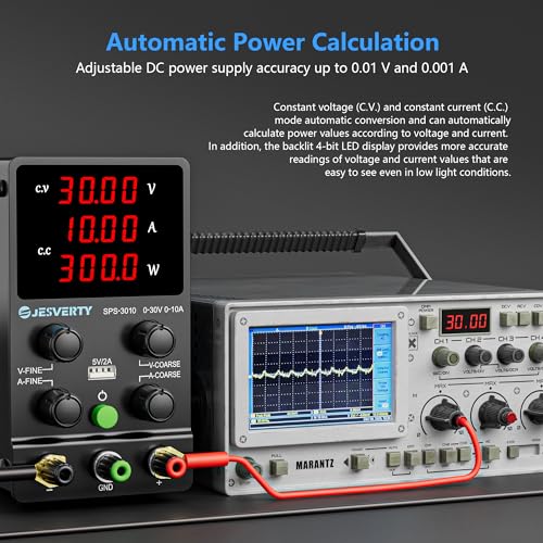 DC Power Supply Variable, 0-30V 0-10A Adjustable Switching DC Regulated Bench Power Supply with High Precision 4-Digit LED Display, 5V/2A USB Port, Coarse and Fine Adjustment SPS-3010 - color: SPS(Red LED), size: 30V 10A