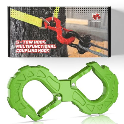 3/8 Tow Hook, Winch Hook for Off-Road Recovery, Towing Shackle 33000 Lbs, G80 Heavy Duty Strength Integrated Winch Quick Shackle, Green - color: Green