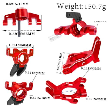 Upgrades Parts for 1/10 4x4 Kraton/Outcast 4S BLX,1/8 Mojave 4X4 4S BLX,Aluminum Front Steering Block Knuckles & C-Hubs Caster Blocks & Rear Hubs Hops Up,Red - color: Red(for Mojave 4s )