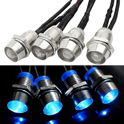 4 LEDs RC LED Light Headlights Taillight Kit Accessories Compatible with Traxxas HSP Tamiya Redcat RC4WD Axial SCX10 RC Cars Truck Tank Crawler(4 Blue) - color: Blue