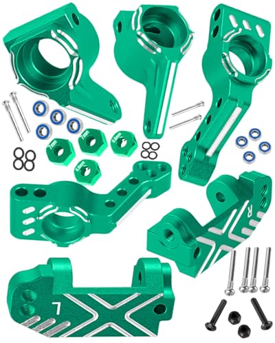 for Aluminum Upgrades Parts 1/10 Rustler 2WD(VXL)/Slash 2WD(VXL)/Stampede 2WD(VXL)/Bandit 2WD(VXL),Front Steering Block Knuckles&Rear Hubs&C-Hubs Caster Blocks Hops Up,Green