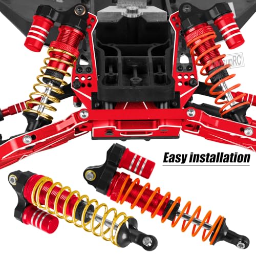 Upgrades Part Front Rear Assembled Full Metal Shocks Aluminum Big Bore RC Shocks Absorber Damper for 1/10 Slash/Rustler/Stampede/Bandit 4X4 4WD 2WD(VXL).Red(4PCS) - color: Red(4PCS)