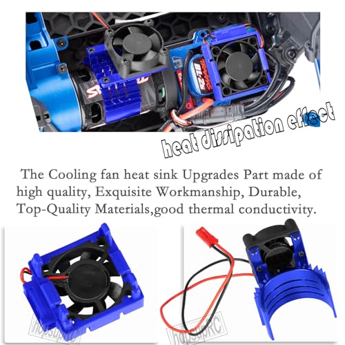 VXL-3s High Velocity Fan Heatsink Set Upgrades Part for 1/10 Slash/Rustler/Stampede VXL 4X4 2WD, ESC Motor Cooling Fan Hops Up,Navy Blue - color: Navy Blue/(for 2wd 4wd)