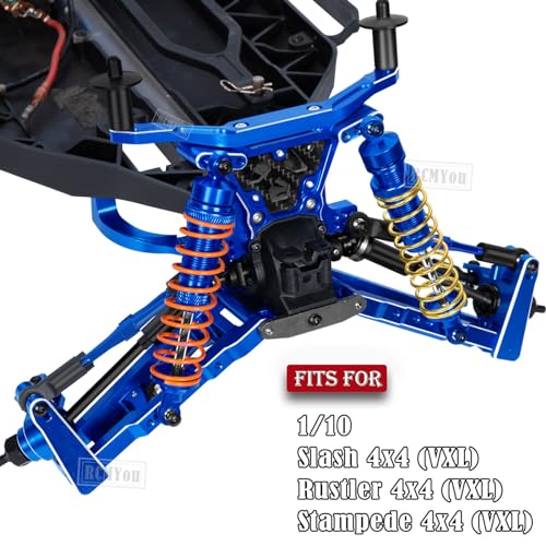 RC Upgrades Part for 1/10 Slash 4x4/Slash 4x4 VXL,Alloy Caster Block,Steering Blocks,Rear Stub Axle Carriers w/4pcs Wheel Hex & Bearings,Navy Blue - color: Navy Blue - Upgrades Part