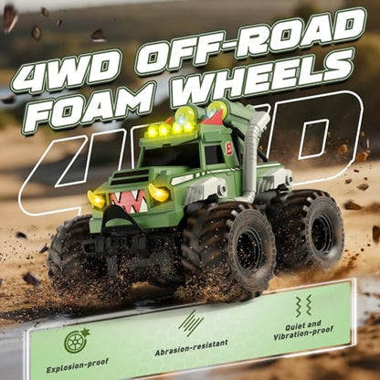Remote Control Car, Waterproof Monster Truck Toys RC Cars for Boys, 1:18 Amphibious 4WD All Terrain Off-Road Pickup Toy Trucks, Christmas Birthday Gift Boys Girls Kids Ages 6 7 8-12 Years Old - color: Green