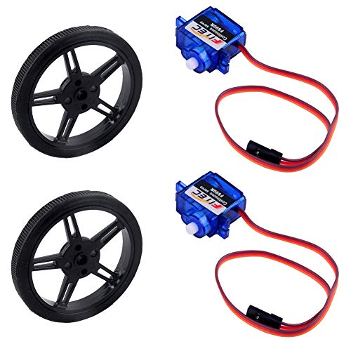 FS90R Micro Continuous Rotation Servo Analog Motor 360 Degree + RC Tire Wheel for Arduino Microbit Smart Car Robot (Pack of 2) | (Pack of 2) FS90R Micro 9g Continuous Rotation Servo 360 Degree Analog Motor + Wheel for Arduino