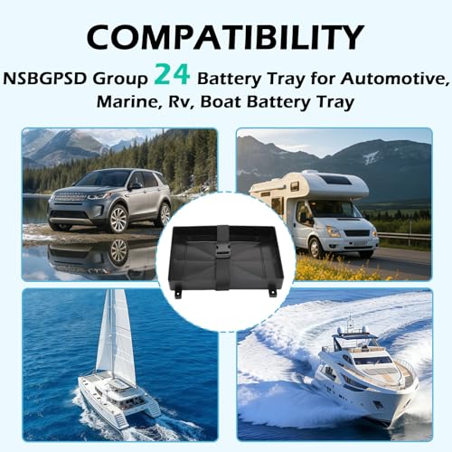 Group 24 Battery Tray for Automotive, Marine, Rv, Boat Battery Tray, Series With Strap Battery Tray for Boat, (24 Series) - size: 24 Series 1Pack