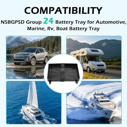 Group 24 Battery Tray for Automotive, Marine, Rv, Boat Battery Tray, Series With Strap Battery Tray for Boat, (24 Series)(2 Pack) - size: 24 Series 2Pack