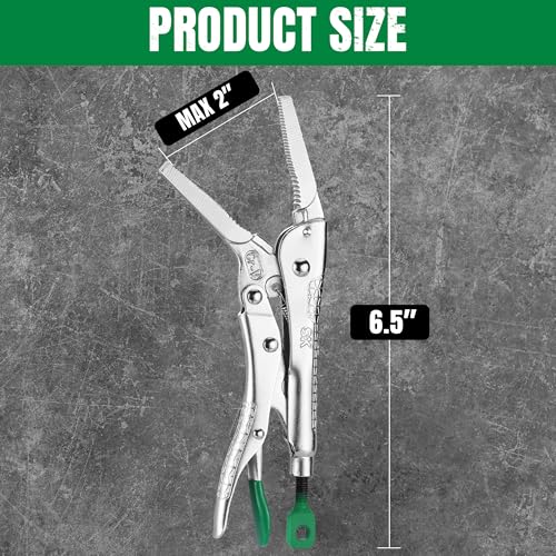 SK 6.5" Long Nose Locking Pliers, Vice Grips, Premium CR-V Steel | Vise Grip Pliers, Nickel-Plated Finish, Ergonomic Anti-slip Handle, Ideal for Welding or Assembly - size: 6.5"