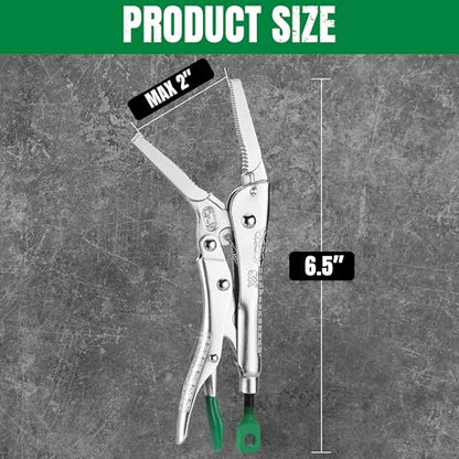 SK 6.5" Long Nose Locking Pliers, Vice Grips, Premium CR-V Steel | Vise Grip Pliers, Nickel-Plated Finish, Ergonomic Anti-slip Handle, Ideal for Welding or Assembly - size: 6.5"