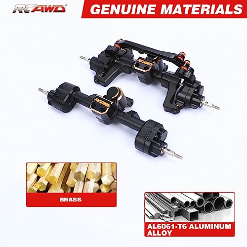 RCAWD All Metal Front Rear Axles with Center Drive Shaft and Diff Gear for 1/24 ECX Barrage Portal Axle RGT FTX Series RC Crawler Upgrades Parts Black - color: Black
