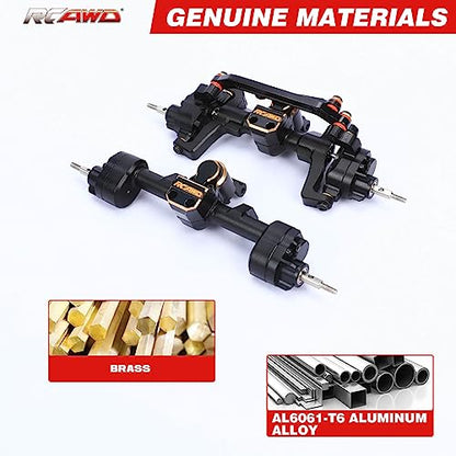 RCAWD All Metal Front Rear Axles with Center Drive Shaft and Diff Gear for 1/24 ECX Barrage Portal Axle RGT FTX Series RC Crawler Upgrades Parts Black - color: Black