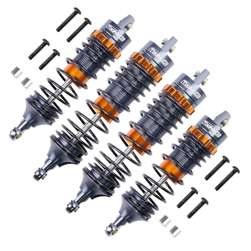 Oil Shock Absorbers Upgrade Compatible with 1/10 RC Cars | Fits Bandit / Hoss / Rustler / Slash / Stampede - Oil Damper Upgrade - Orange - color: Gray/Orange